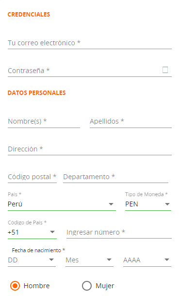 Registro en betsson Perú