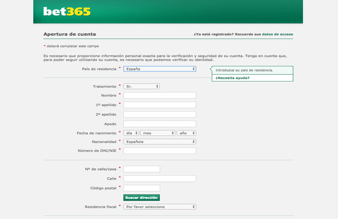 registrarse en Bet365